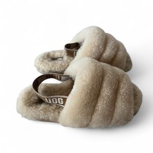 UGG Kids Tan Fluffy Slippers